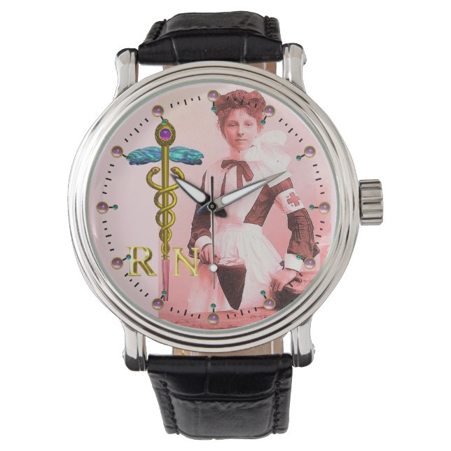 VINTAGE NURSE and Gold Caduceus NR Emblem Watch (Front)