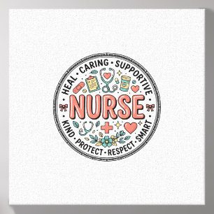 Vintage Nurse Appreciation Floral Medical Shirt De Canvas Photo Tile