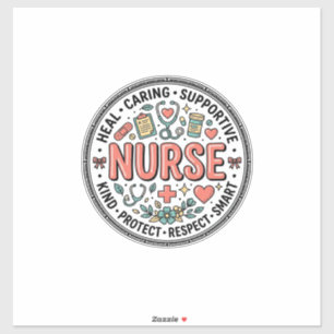 Vintage Nurse Appreciation Floral Medical Shirt De Sticker