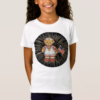 Vintage Nurse Bear with Modern White Fireworks T-Shirt