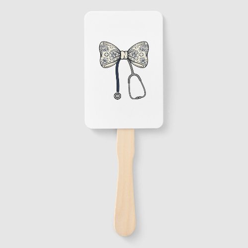Vintage Nurse Bow Stethoscope Floral Shirt Design_ Hand Fan