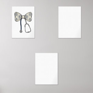 Vintage Nurse Bow Stethoscope Floral Shirt Design_ Wall Art Sets