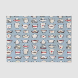 Vintage Nurse Caps Blue Pattern Tissue Paper