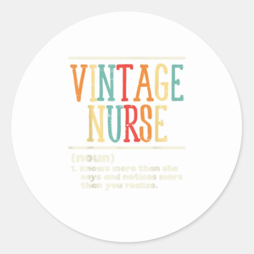 Vintage Nurse Definition Funny Nursing RN ER ED Classic Round Sticker