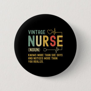 Vintage Nurse Definition Funny Registered Nursing  Button