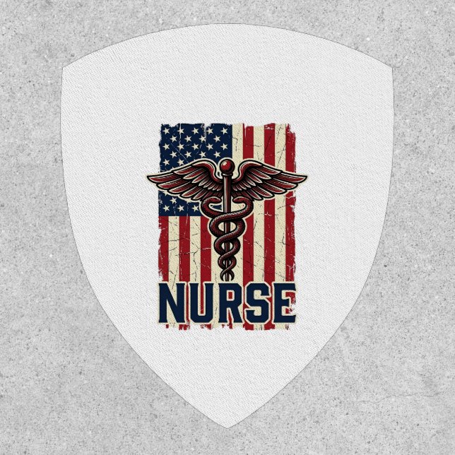 Vintage Nurse Flag Caduceus Back Design_1 Patch (Front)