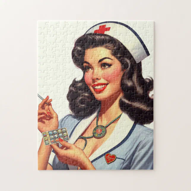 Vintage Nurse Illustration Jigsaw Puzzle | Zazzle