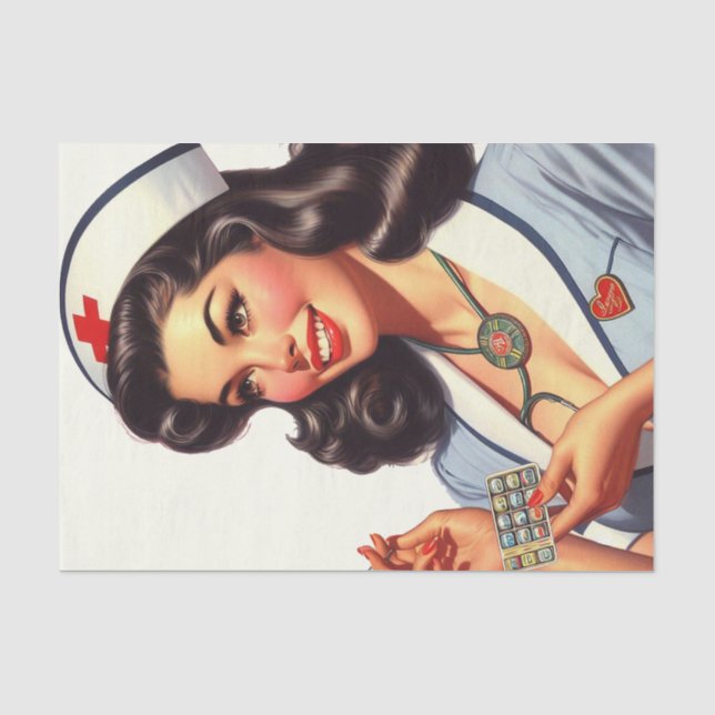 Vintage Nurse Illustration Tissue Paper (Front)