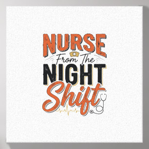 Vintage Nurse Night Shift Shirt Design_1 Canvas Photo Tile