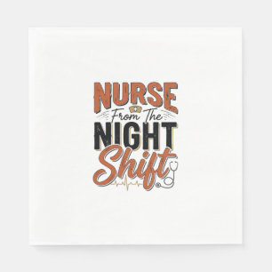 Vintage Nurse Night Shift Shirt Design_1 Napkins