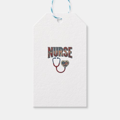 Vintage Nurse Patriotic Stethoscope Shirt Design_1 Gift Tags