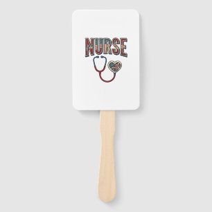 Vintage Nurse Patriotic Stethoscope Shirt Design_1 Hand Fan