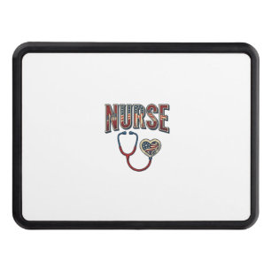 Vintage Nurse Patriotic Stethoscope Shirt Design_1 Hitch Cover