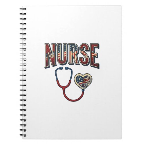Vintage Nurse Patriotic Stethoscope Shirt Design_1 Notebook
