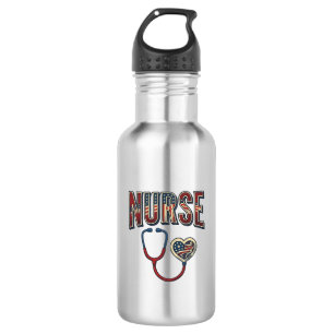 Vintage Nurse Patriotic Stethoscope Shirt Design_1 Stainless Steel Water Bottle