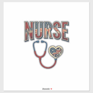 Vintage Nurse Patriotic Stethoscope Shirt Design_1 Sticker