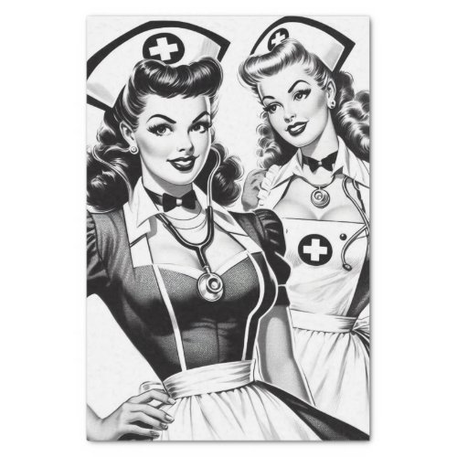 Vintage Nurse Pin Up Illustration Tissue Paper