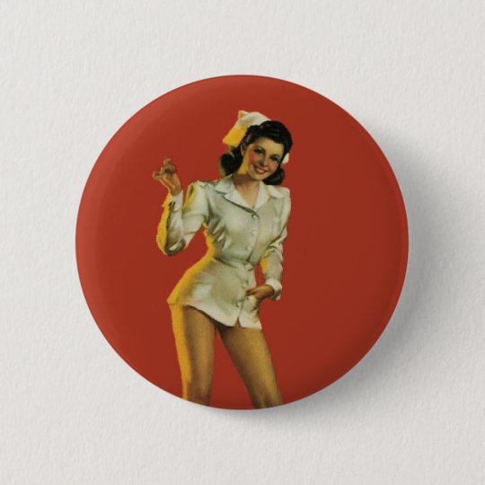 Vintage Nurse Pinup Pinback Button Vintage Nurse Pinup Pinback Button