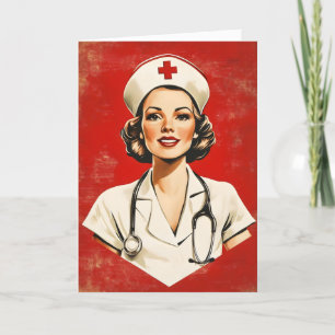 Vintage Nurse Retro Woman Holiday Card