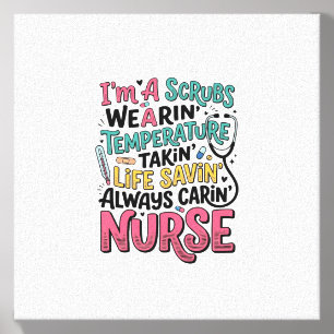 Vintage Nurse Scrubs Temperature Life Saving Shirt Canvas Photo Tile
