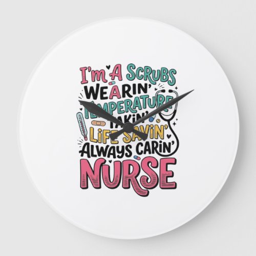 Vintage Nurse Scrubs Temperature Life Saving Shirt Large Clock