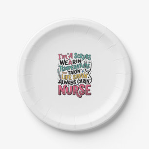Vintage Nurse Scrubs Temperature Life Saving Shirt Paper Plates