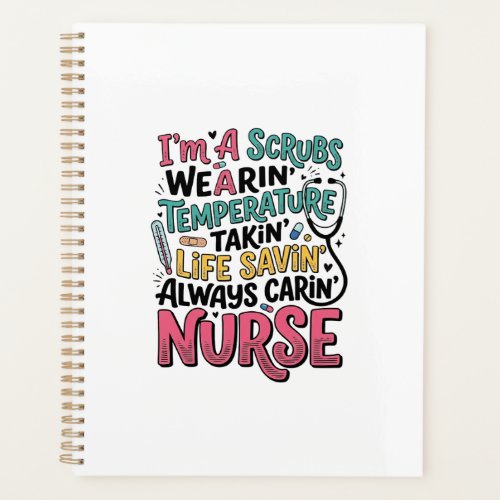 Vintage Nurse Scrubs Temperature Life Saving Shirt Planner