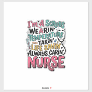 Vintage Nurse Scrubs Temperature Life Saving Shirt Sticker