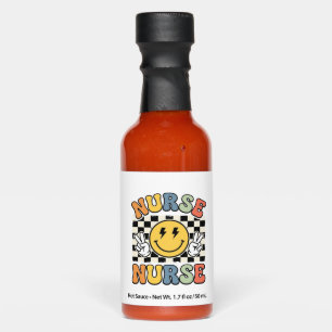 Vintage Nurse Smiley Checkerboard Shirt Design_1 Hot Sauces