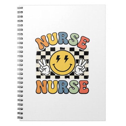 Vintage Nurse Smiley Checkerboard Shirt Design_1 Notebook