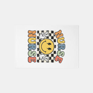 Vintage Nurse Smiley Checkerboard Shirt Design_1 Rug