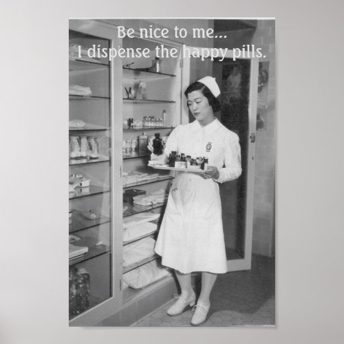 Vintage Nurse _ The Happy Pills Poster