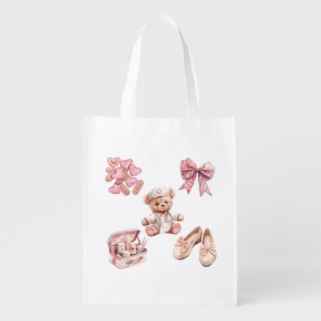 Vintage Nurse Themed Grocery Bag (Front)