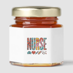 Vintage Nurse Typography Medical Icon Shirt Design Honey Jar Favors