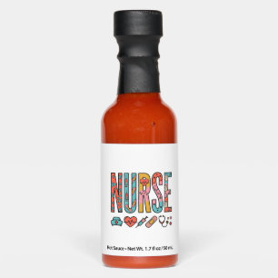 Vintage Nurse Typography Medical Icon Shirt Design Hot Sauces
