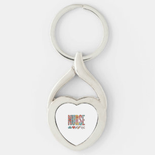 Vintage Nurse Typography Medical Icon Shirt Design Keychain
