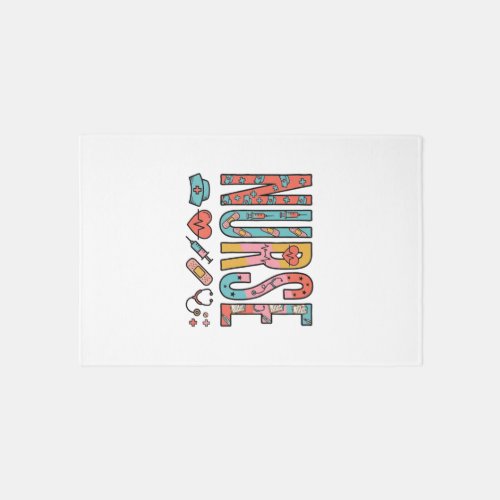 Vintage Nurse Typography Medical Icon Shirt Design Rug