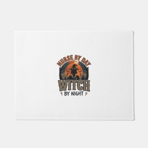 Vintage Nurse Witch Halloween Design_1 Doormat