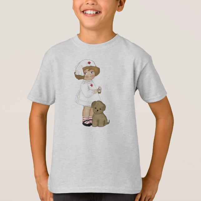 Vintage Nurse With Puppy T-shirts and Gifts (Front)