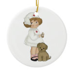 Vintage Nurse With Puppy T-shirts and Gifts Ceramic Ornament