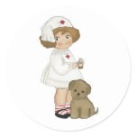 Vintage Nurse With Puppy T-shirts and Gifts Classic Round Sticker