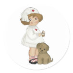 Vintage Nurse With Puppy T-shirts and Gifts Classic Round Sticker