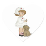 Vintage Nurse With Puppy T-shirts and Gifts Heart Sticker