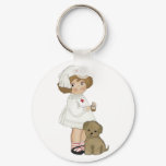 Vintage Nurse With Puppy T-shirts and Gifts Keychain