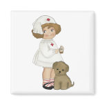 Vintage Nurse With Puppy T-shirts and Gifts Magnet
