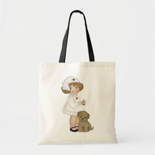 Vintage Nurse With Puppy T_shirts and Gifts Tote Bag