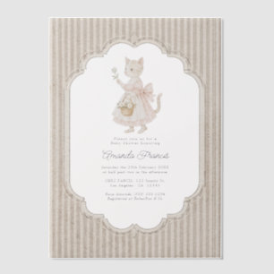 Vintage Nursery Cottagecore Kitten Baby Shower Vellum Invitations
