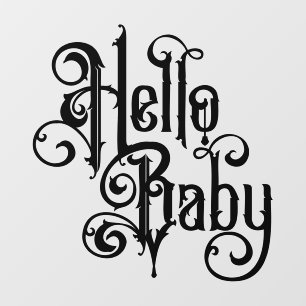 Vintage Nursery Mid Century Hello Baby Wall Decal