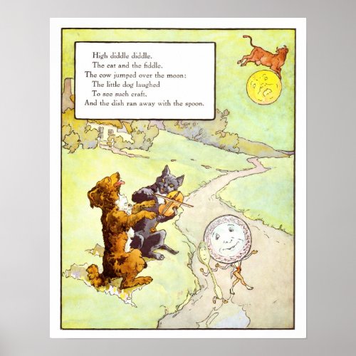Vintage Nursery Print_ Cat and the Fiddle Poster