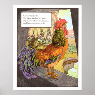 Vintage Nursery Print- Cockerel Poster